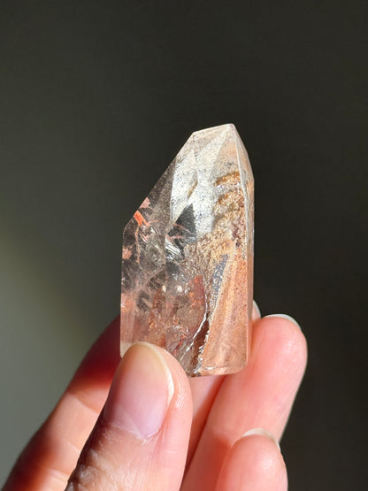 High Quality Unique Peachy Orange Lodolite in Quartz Tower, Brazil