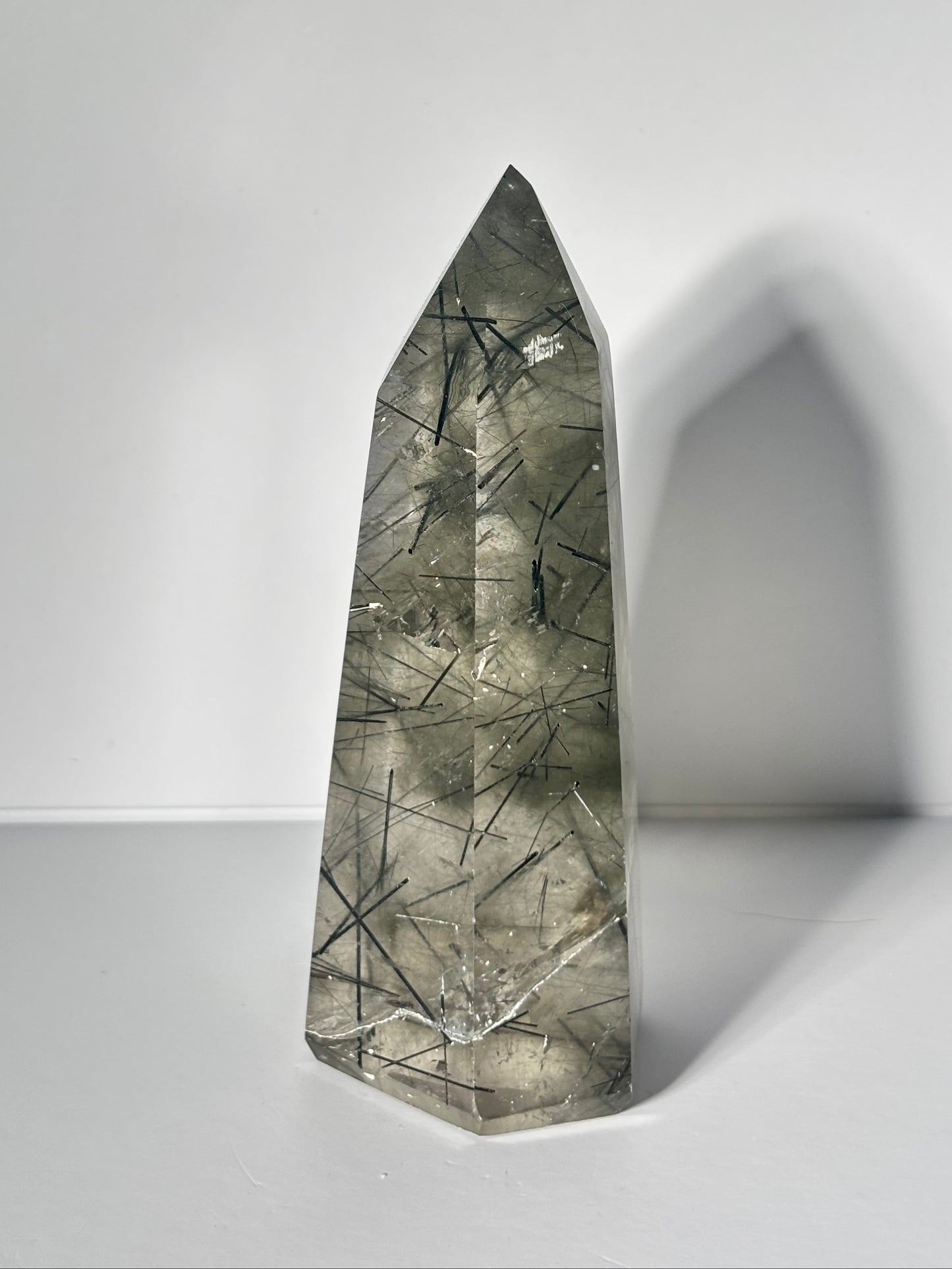 High Quality Large Green & Black Tourmaline in Quartz Tower, Brazil