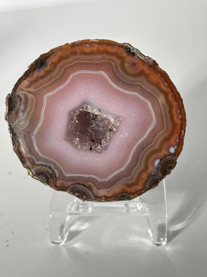 High Quality Large Pink Druzy Zhanguo Agate Pair, China