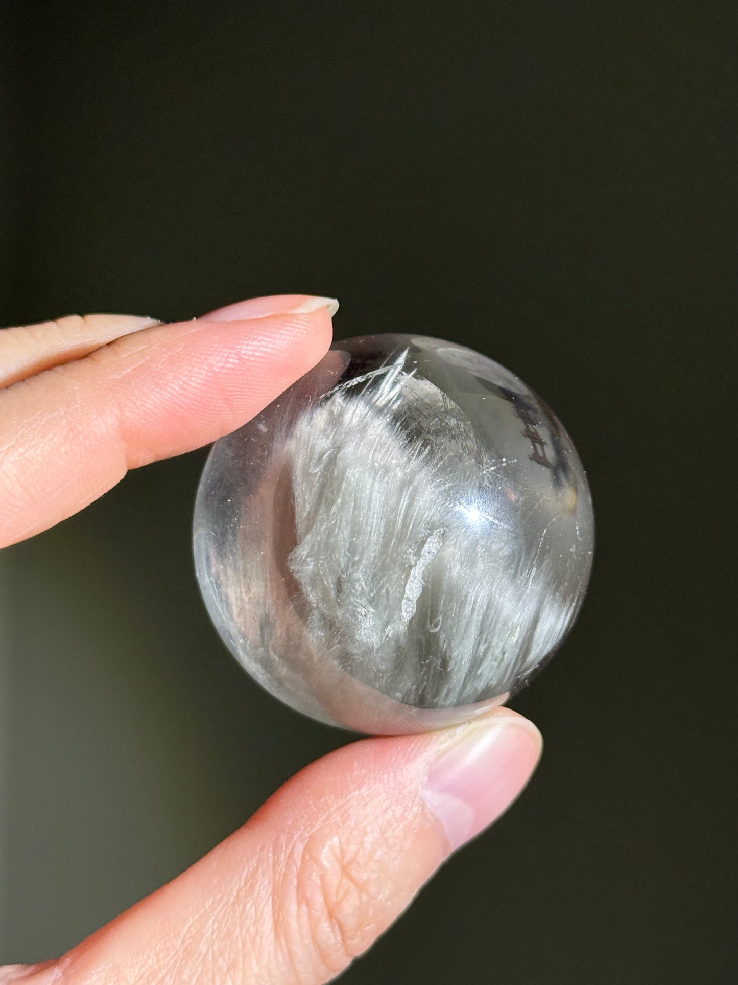 Rare Collector's Grade Gray Amphibole Quartz Sphere, Brazil