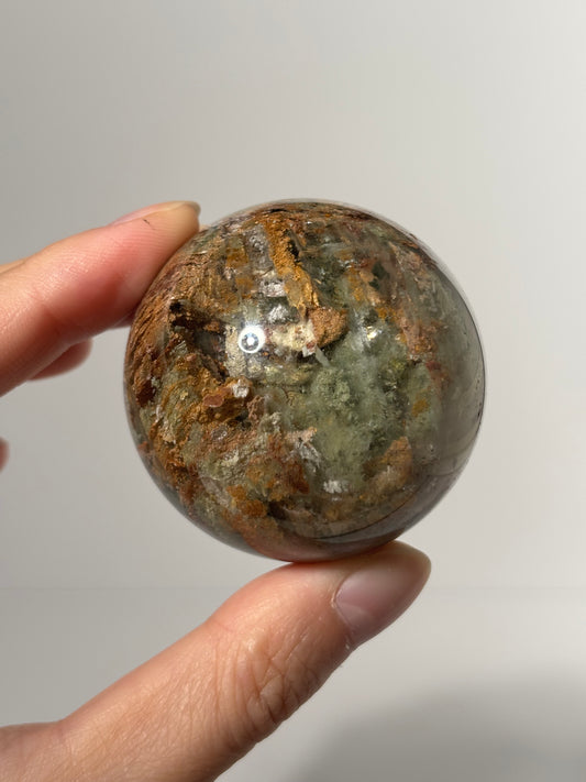 High Quality Vibrant Yellow Green Layered Lodalite Sphere, Zambia