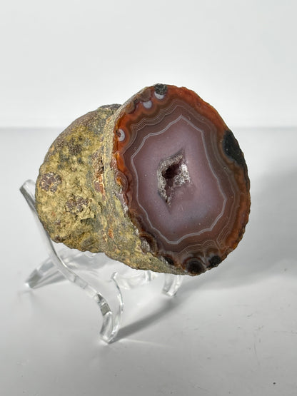 High Quality Large Pink Druzy Zhanguo Agate Pair, China