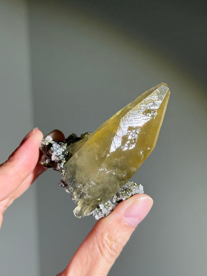 High Quality Sweetwater Mine Honey Calcite On Dolomite With Chalcopyrite, USA
