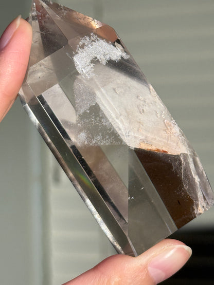 Large Chunky White Phantom Lodalite Tower With Manifestation Quartz, Brazil