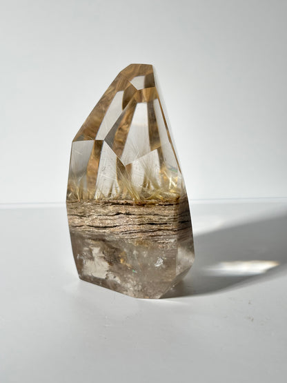 Statement Golden Starburst Rutile on Layered Lodalite Freeform