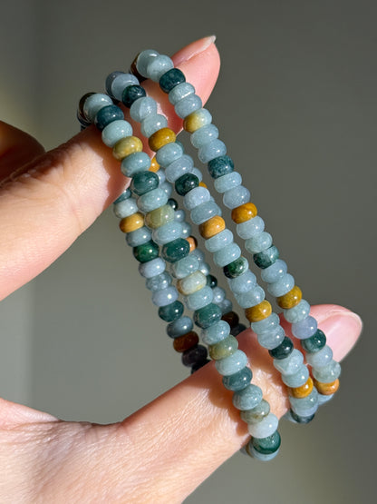 Burmese Colorful Jade Bracelets, 5mm