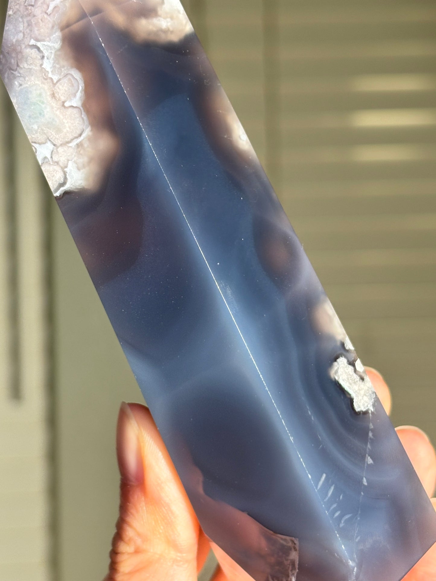 Statement Large Chunky Rare Black & Green Flower Agate Tower, Madagascar