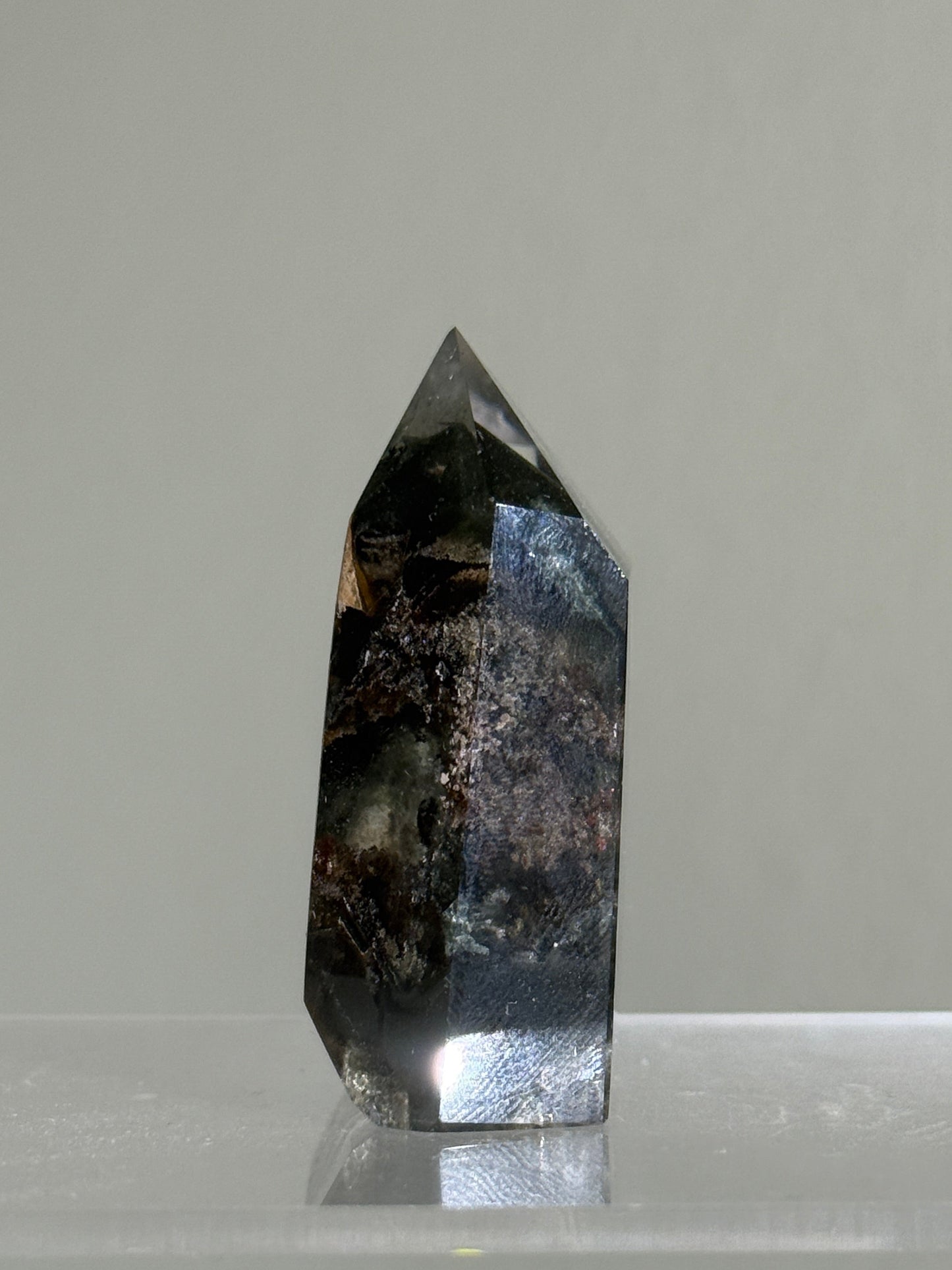 High Quality Water Clear Dark Green Phantom Chlorite Quartz Tower With Epidote, Zambia