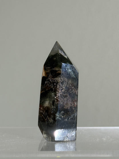 High Quality Water Clear Dark Green Phantom Chlorite Quartz Tower With Epidote, Zambia
