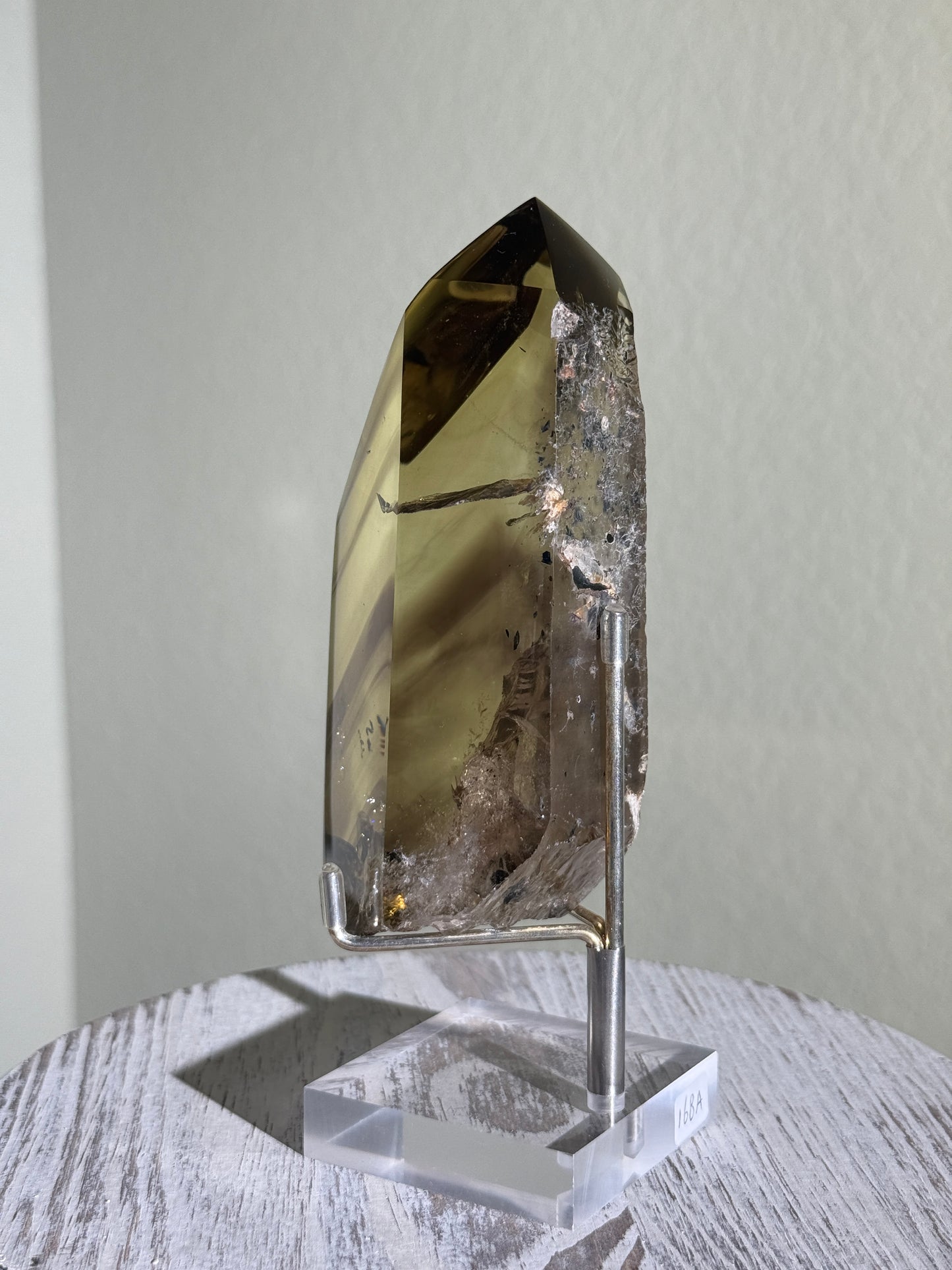 Statement Hematite in Natural Smoky Phantom Citrine Point, Brazil