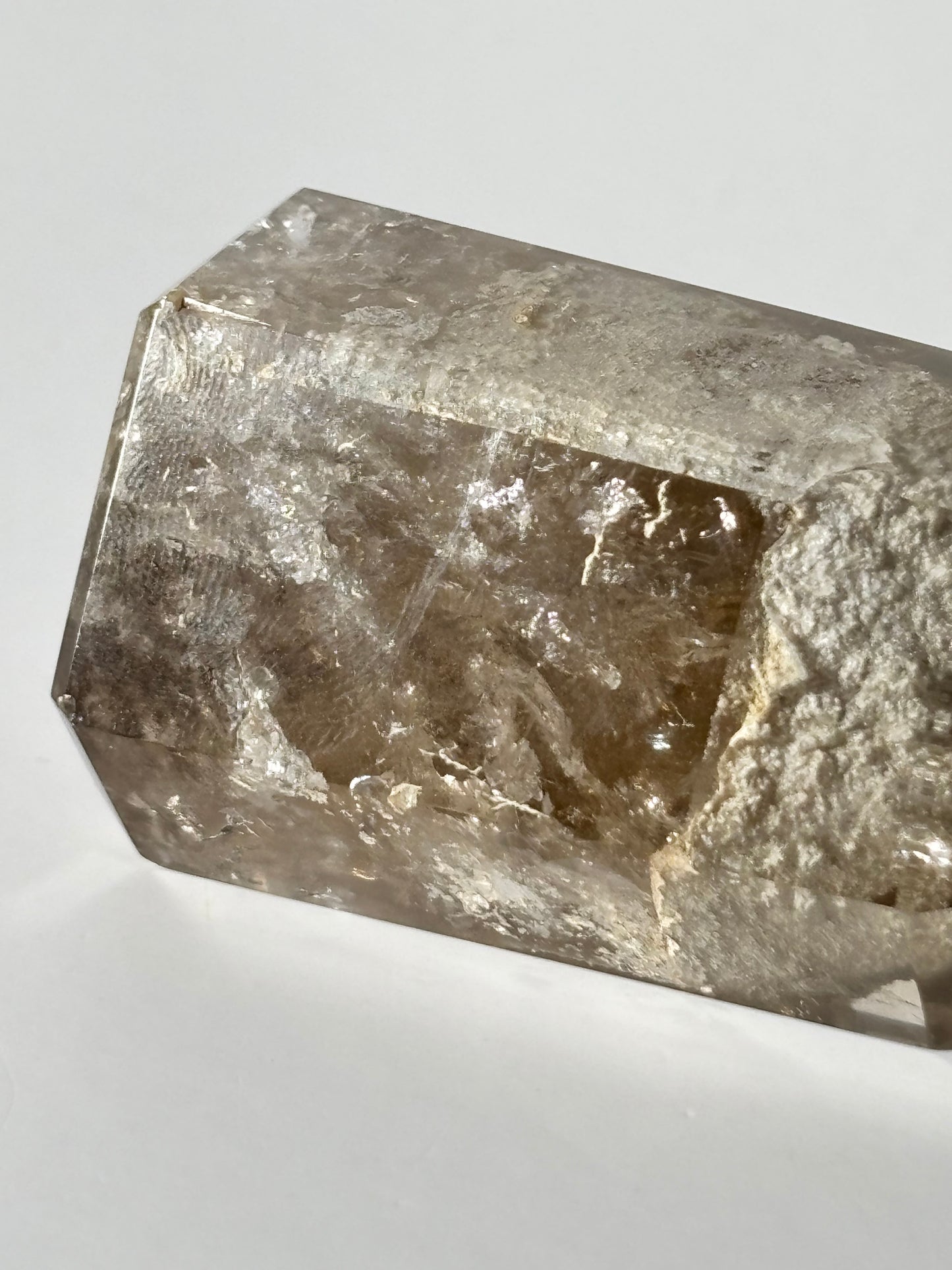 High Quality White Phantom Lodalite in Light Smoky Quartz Tower, Brazil