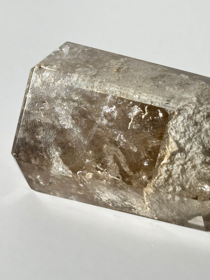 High Quality White Phantom Lodalite in Light Smoky Quartz Tower, Brazil