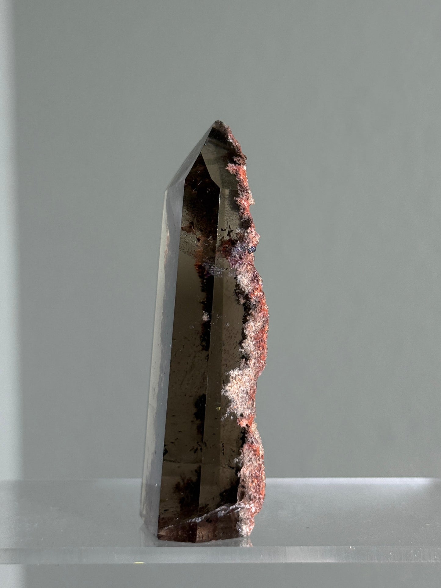 Rare Pink Lodalite in Smoky Quartz Tower, Brazil