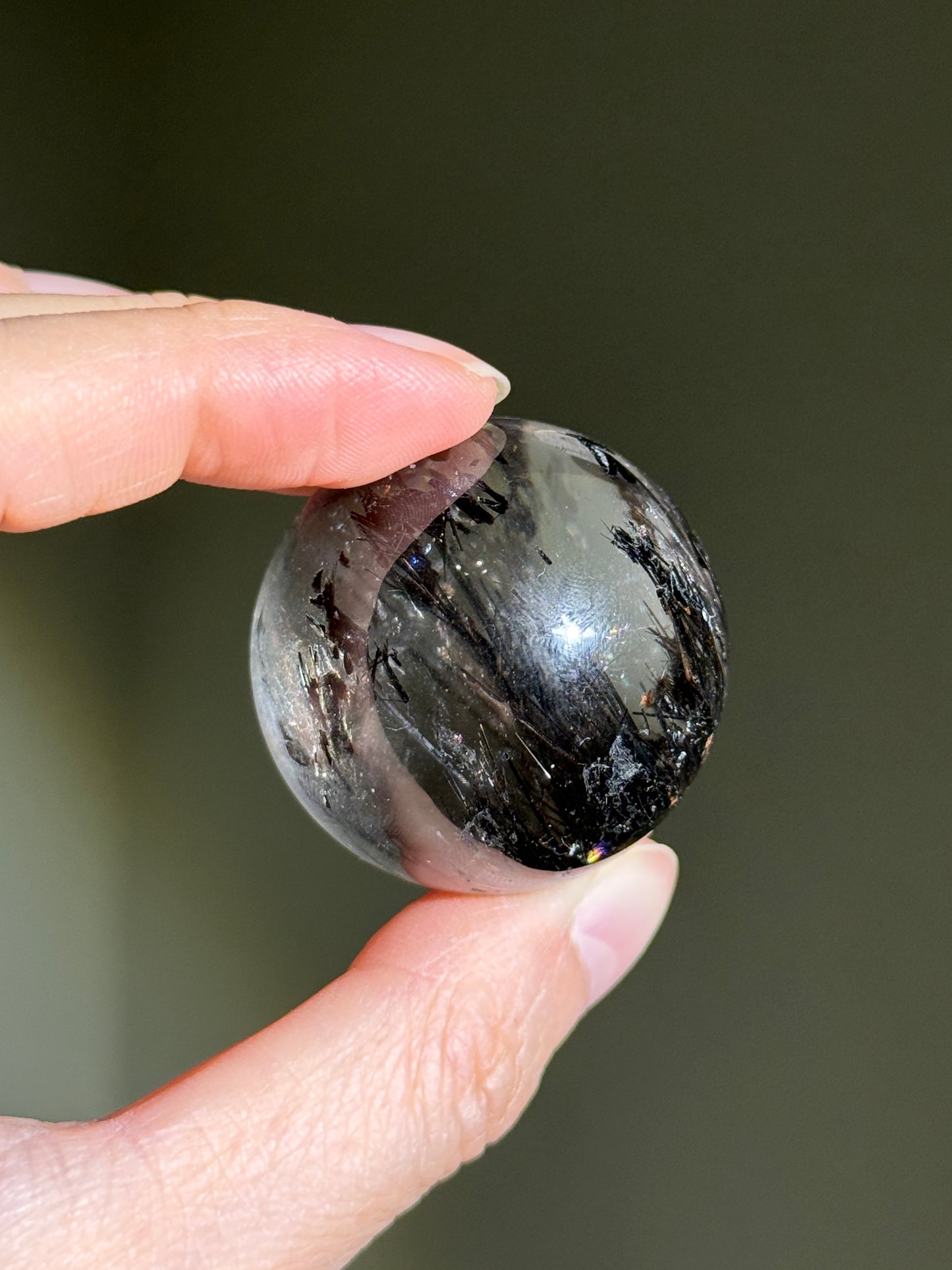 Rare Collector's Grade Black Tourmaline in Quartz Sphere, Brazil