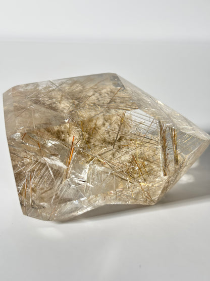 Large Collector’s Grade Silver and Copper Rutile x White Lodalite Quartz Tower, Brazil