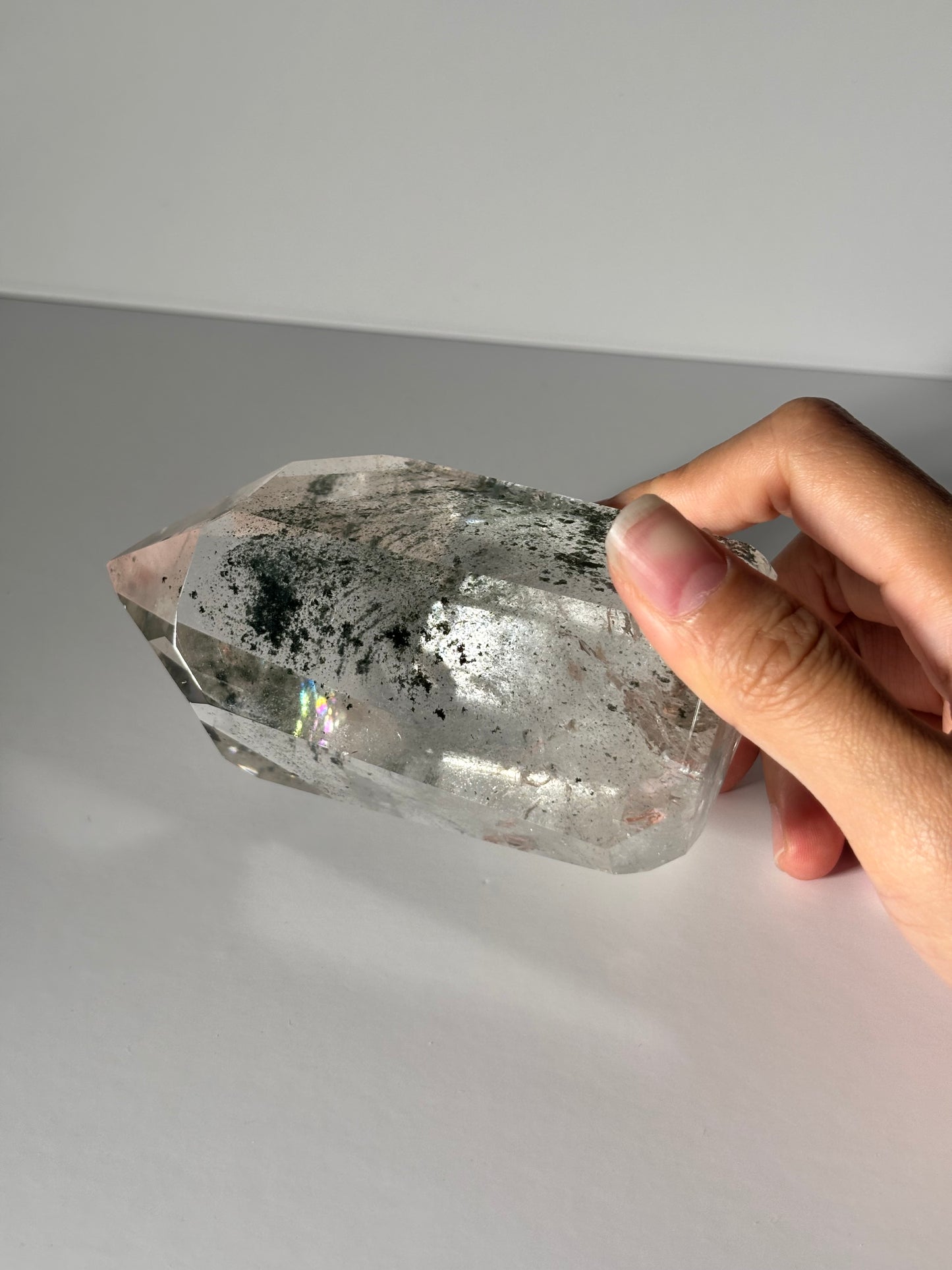 Large Dark Green Phantom Chlorite Tower, Brazil