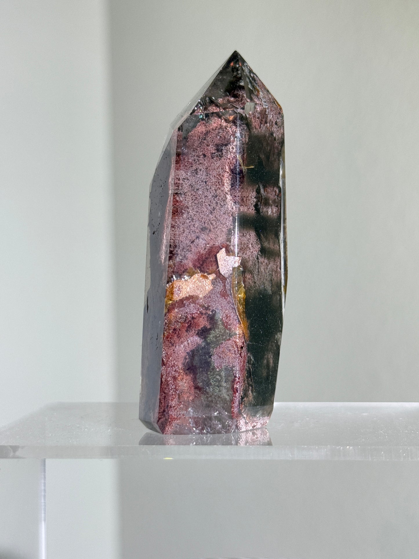 High Quality Large Water Clear Bright Pink Green Garden Quartz Tower, Zambia