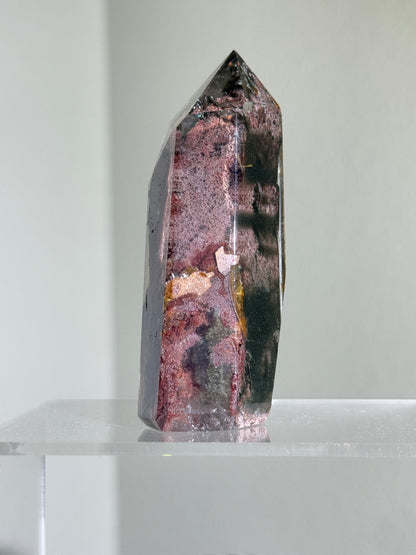 High Quality Large Water Clear Bright Pink Green Garden Quartz Tower, Zambia