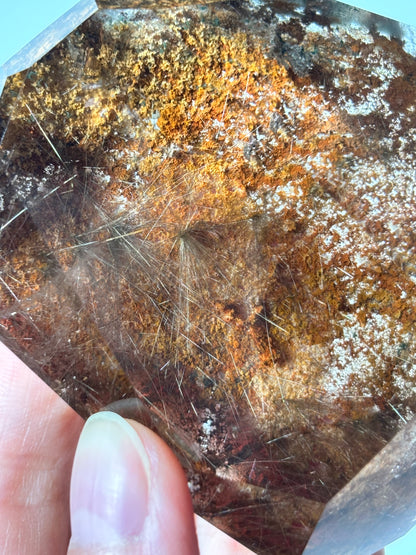 Statement Rare Orange Lodalite With Silver Starburst Rutile Freeform, Brazil