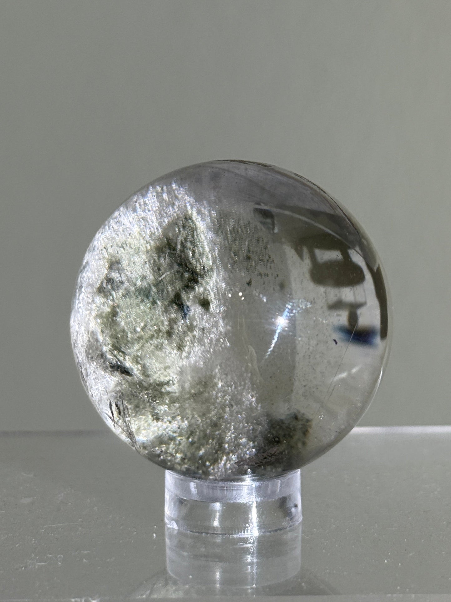 High Quality Water Clear Sage Green Garden Quartz Sphere, Brazil