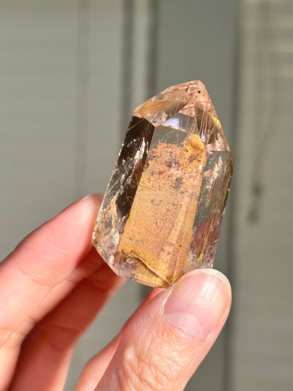High Quality Peach Orange Lodalite With Rutile Tower, Brazil