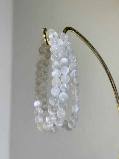 Grey Moonstone Bracelets, 7mm