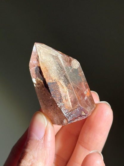 High Quality Unique Peachy Orange Lodolite in Quartz Tower, Brazil