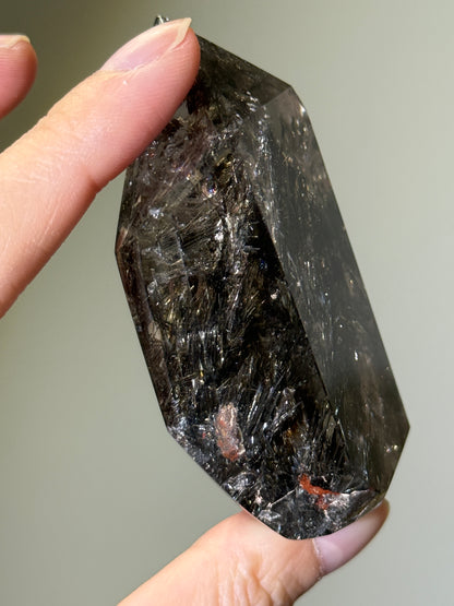 Rare Large Black Feather Rutile In Quartz Tower, Brazil