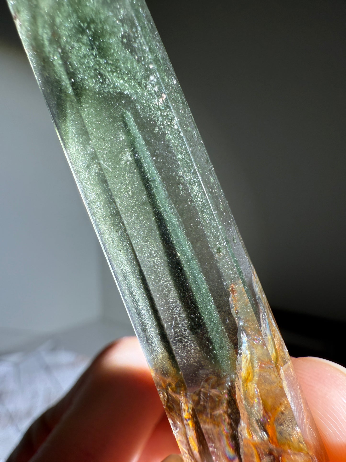High Quality Shimmery Skinny Green Chlorite Tower, Brazil