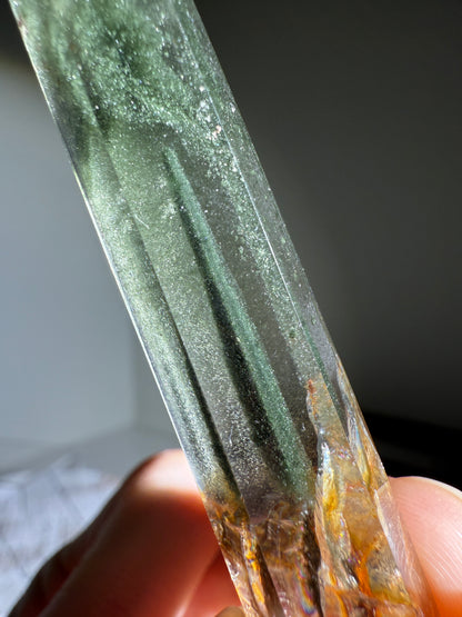 High Quality Shimmery Skinny Green Chlorite Tower, Brazil