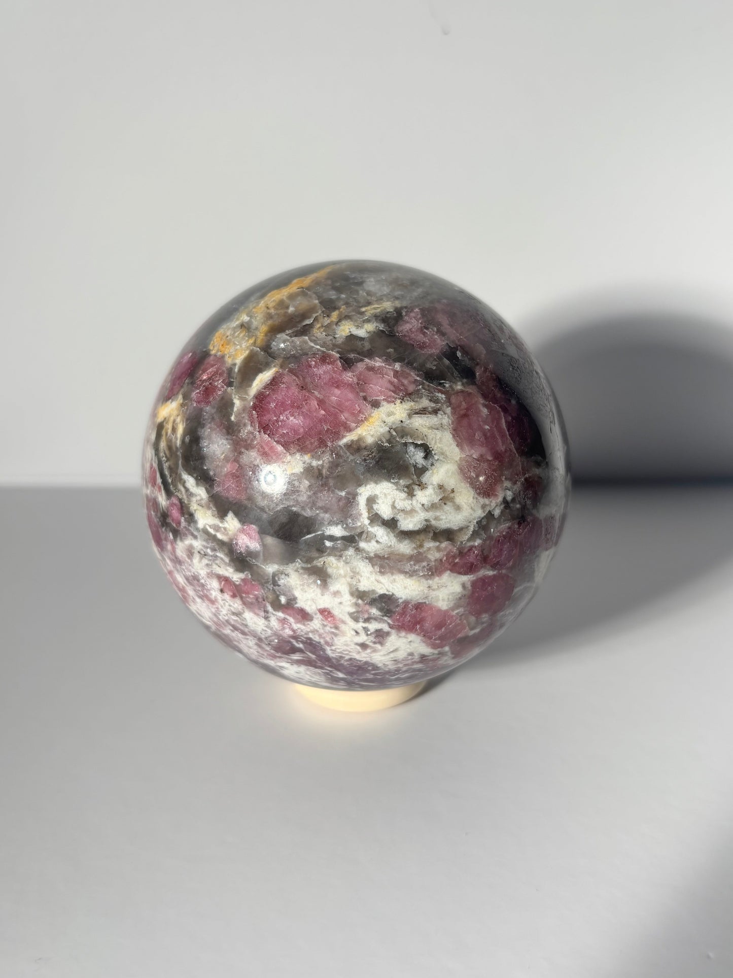Large Pink Tourmaline x Smoky Quartz x Lepidolite Sphere