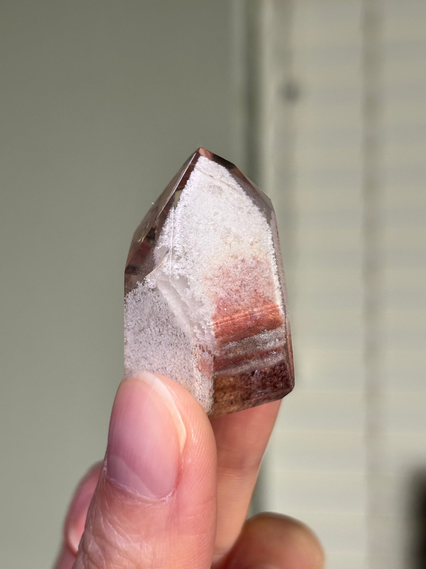 High Quality Pink White Phantom Lodalite Quartz Tower, Brazil