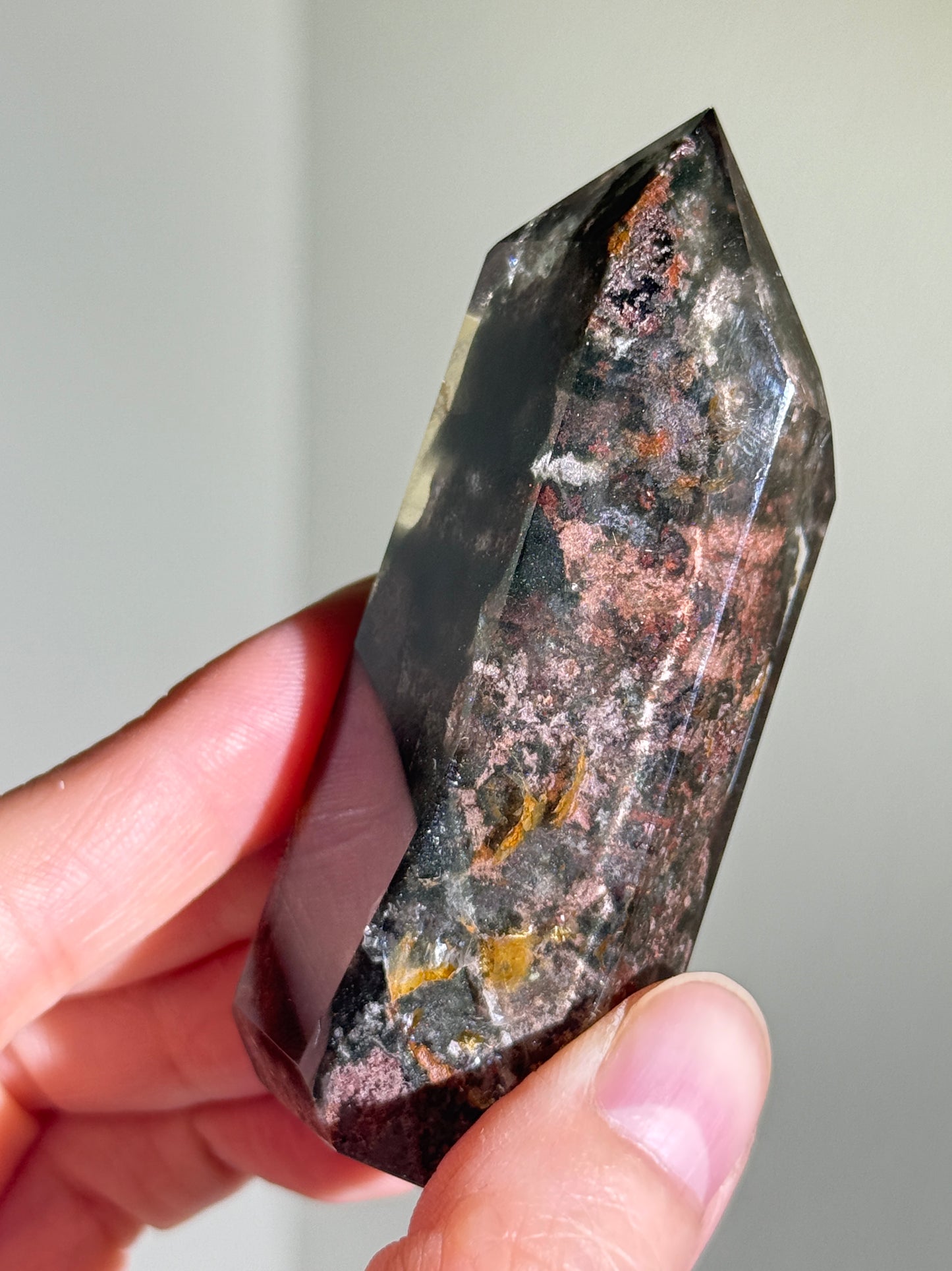 High Quality Large Water Clear Bright Pink Green Garden Quartz Tower, Zambia