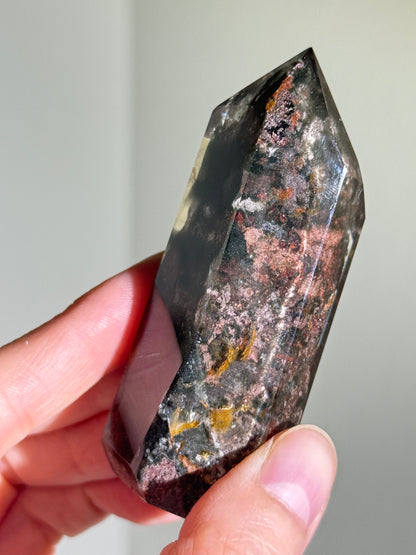 High Quality Large Water Clear Bright Pink Green Garden Quartz Tower, Zambia