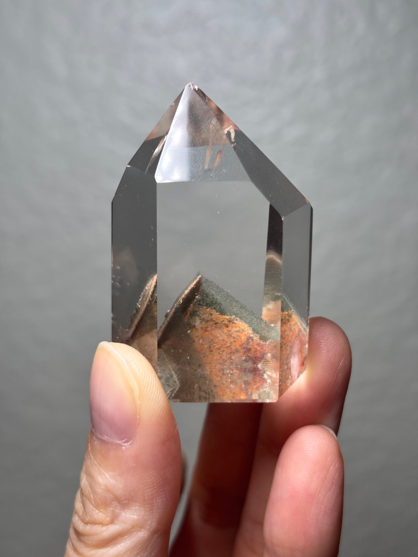 High Quality Water Clear Orange Green Phantom Garden Quartz Tower, Brazil