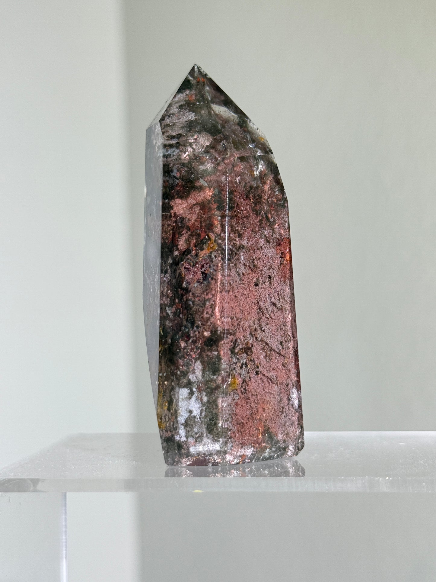 High Quality Large Water Clear Bright Pink Green Garden Quartz Tower, Zambia