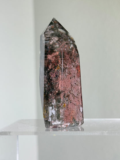 High Quality Large Water Clear Bright Pink Green Garden Quartz Tower, Zambia