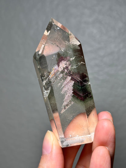 High Quality Large Water Clear Phantom Green Chlorite & Lodalite Tower, Brazil