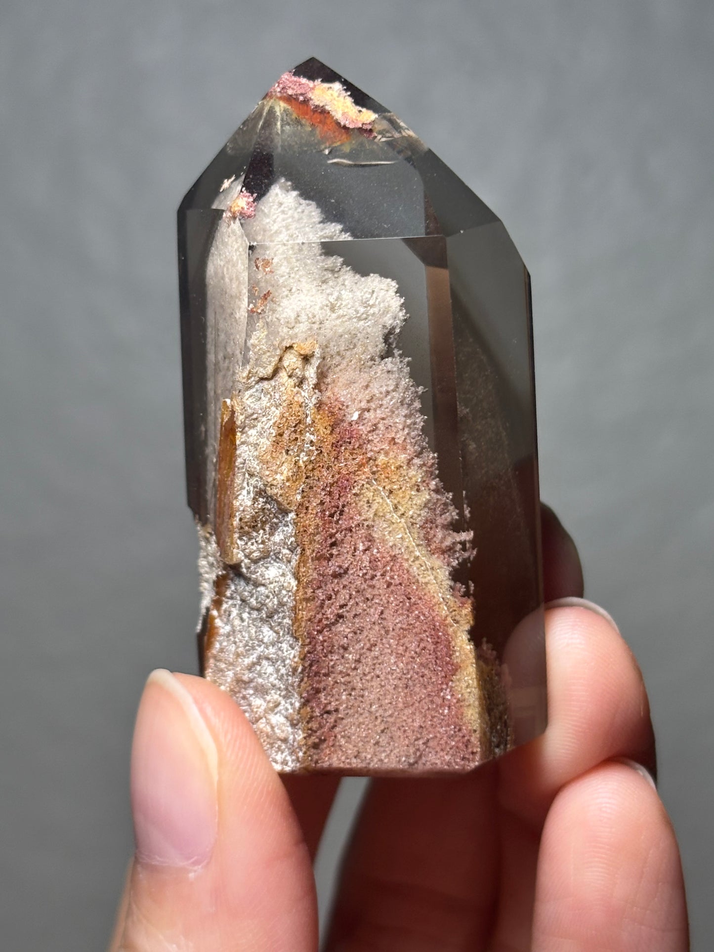 High Quality Water Clear Phantom Smoky Quartz With Phantom Pink Lodalite Tower, Brazil