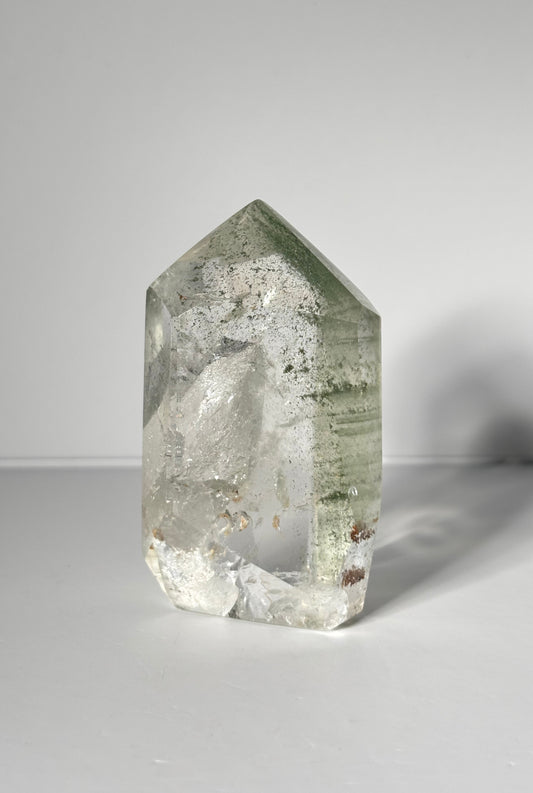 Rare Large Green Phantom Chlorite Tower With Big Penetrator, Brazil