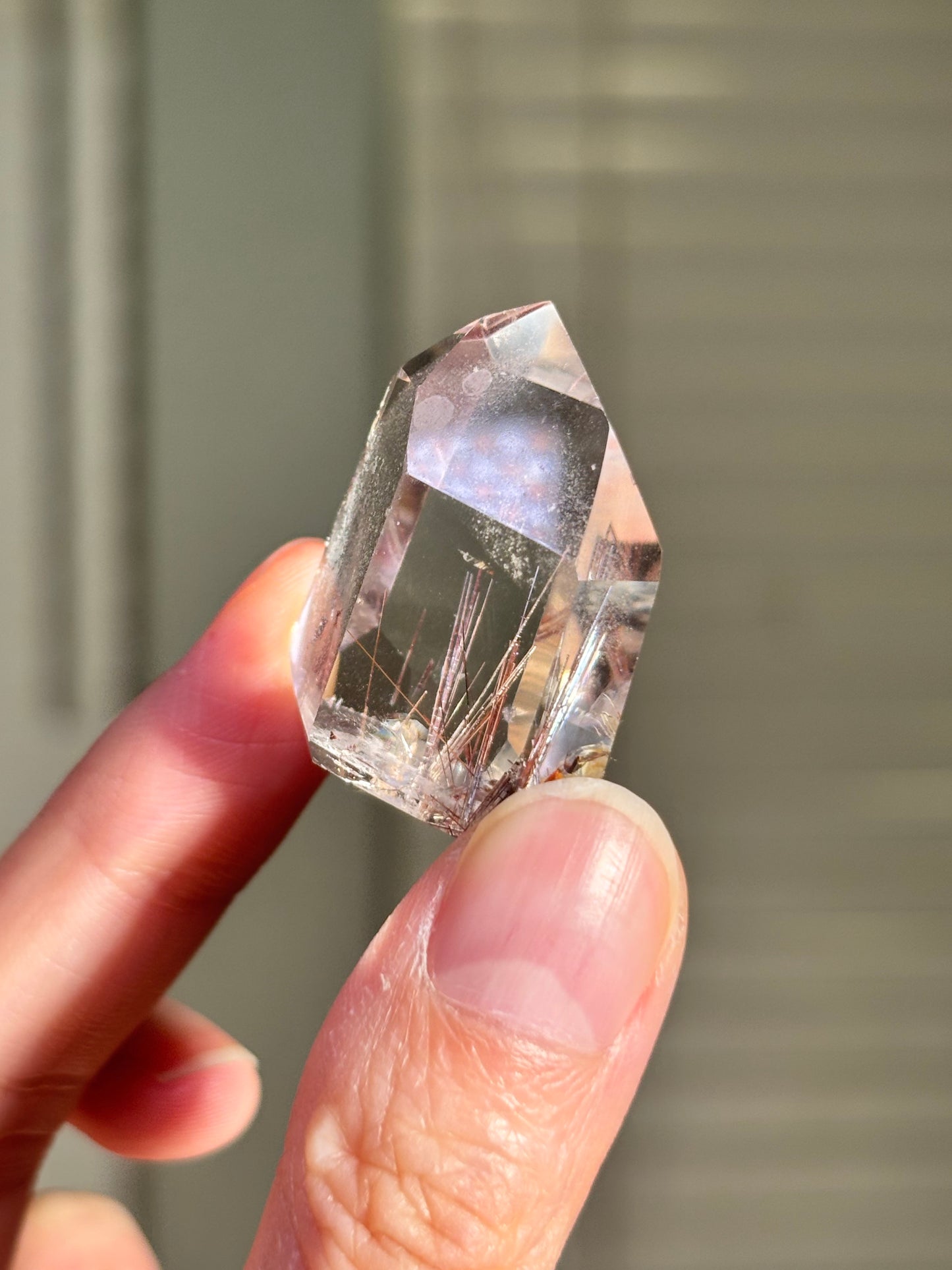 High Quality Pink Lodalite With Red Rutile Tower, Brazil