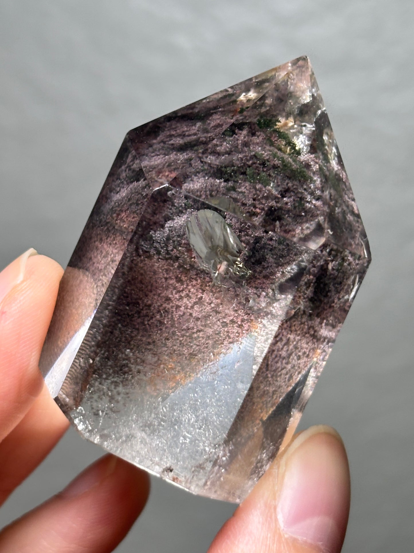 Chunky Water Clear Purple Lodalite Quartz Tower With Rainbow, Brazil