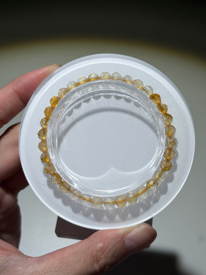 Faceted Natural Honey Citrine Bracelets, 5mm