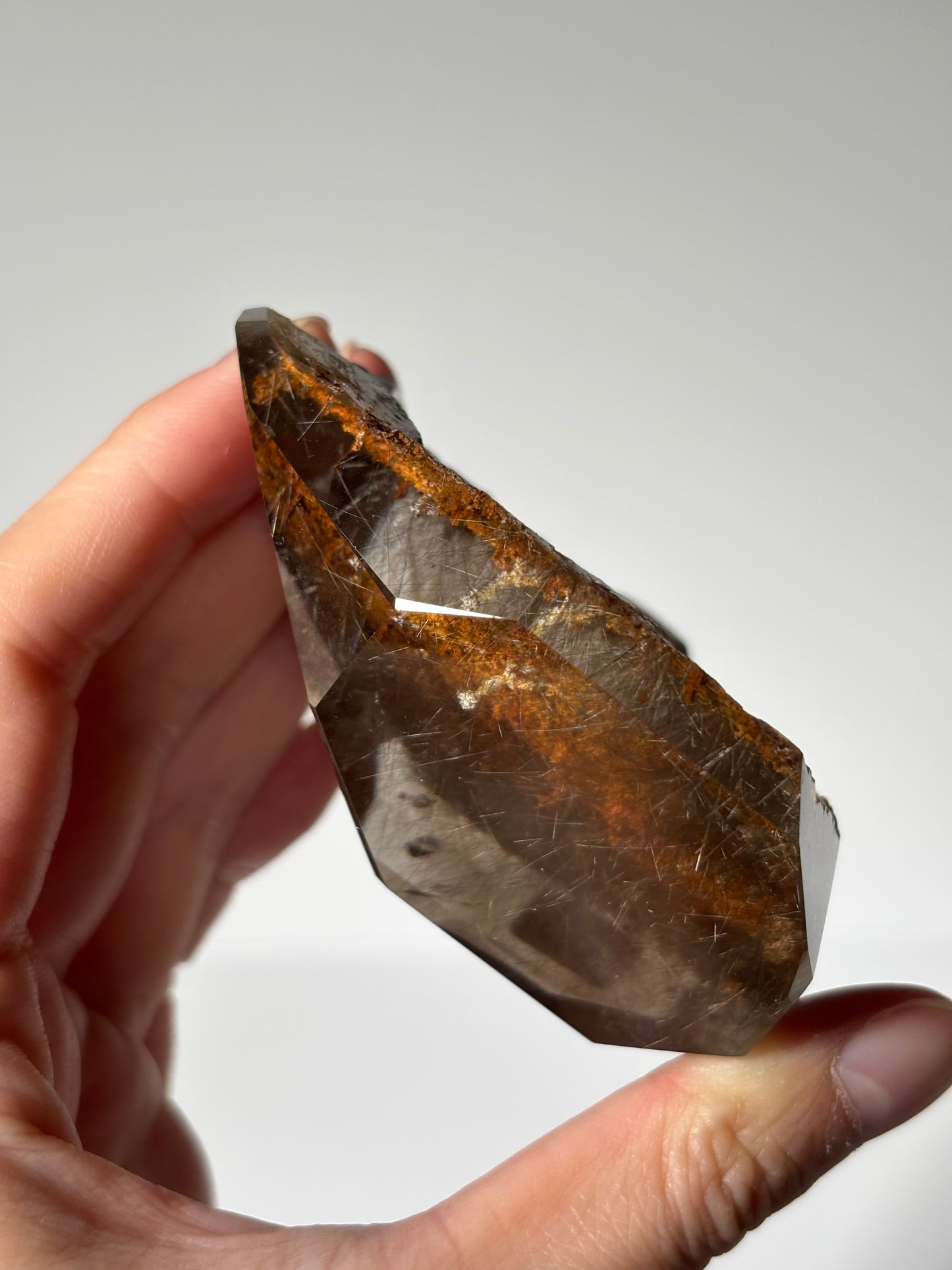 Statement Rare Orange Lodalite With Silver Starburst Rutile Freeform, Brazil