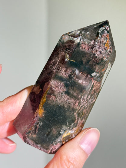 High Quality Large Water Clear Bright Pink Green Garden Quartz Tower, Zambia