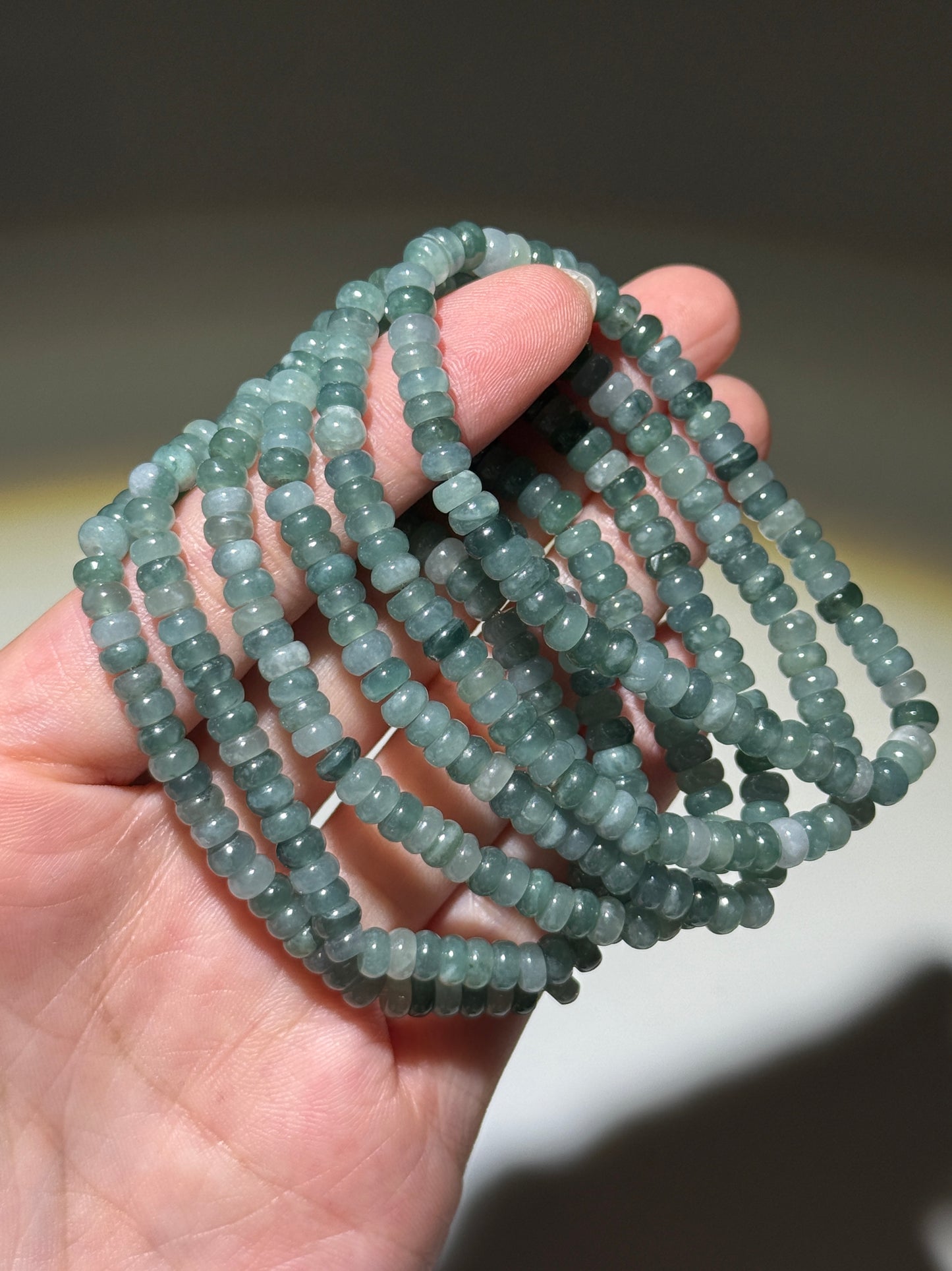 Blue Water Jade Bracelets, 5mm, Rondelle Beads