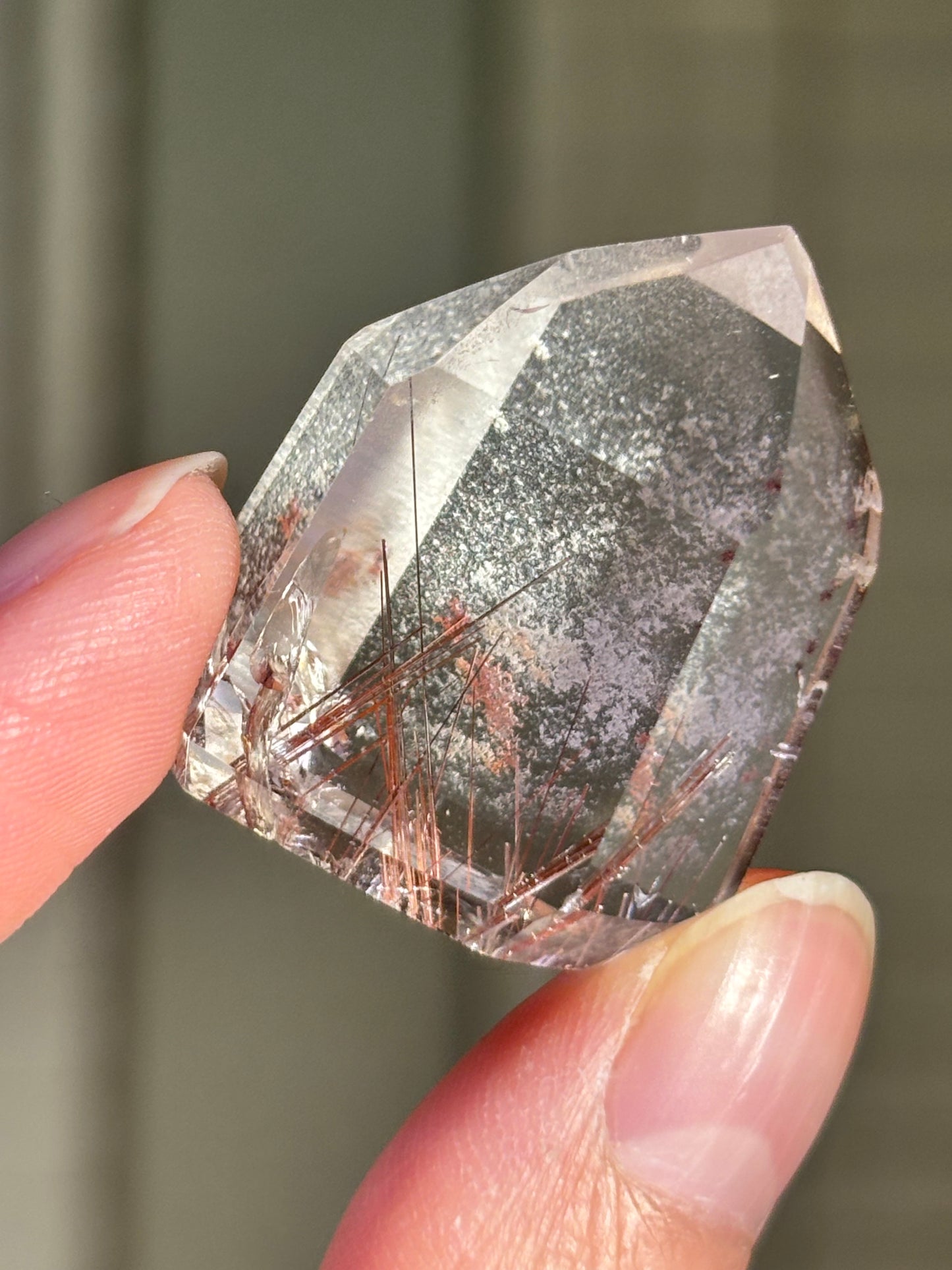 High Quality Pink Lodalite With Red Rutile Tower, Brazil