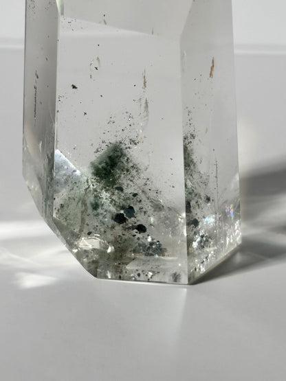 High Quality Large Rare Green Phantom Chlorite Tower With Hematite, Brazil