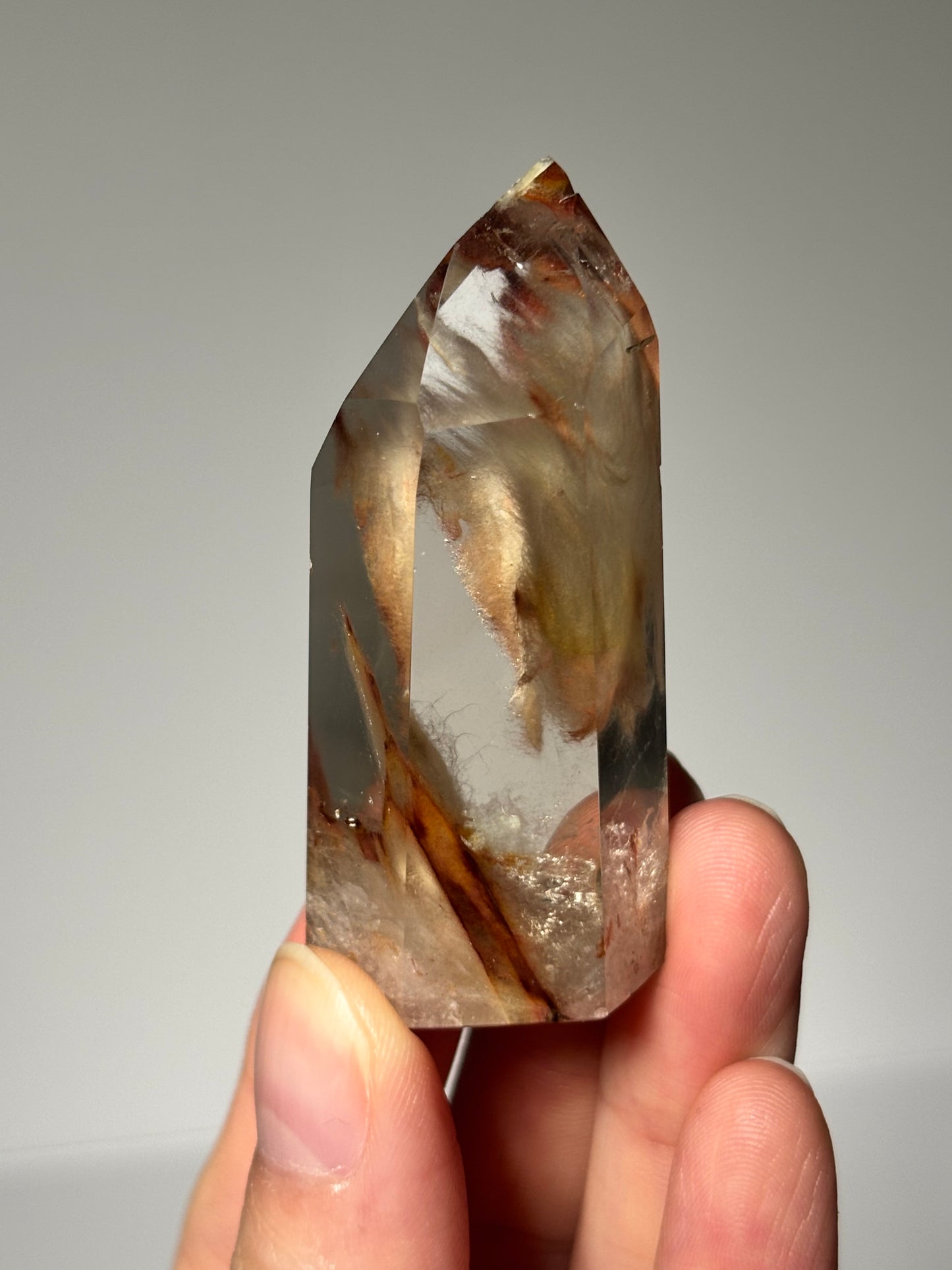 High Quality Water Clear Peachy Amphibole Quartz Tower, Brazil