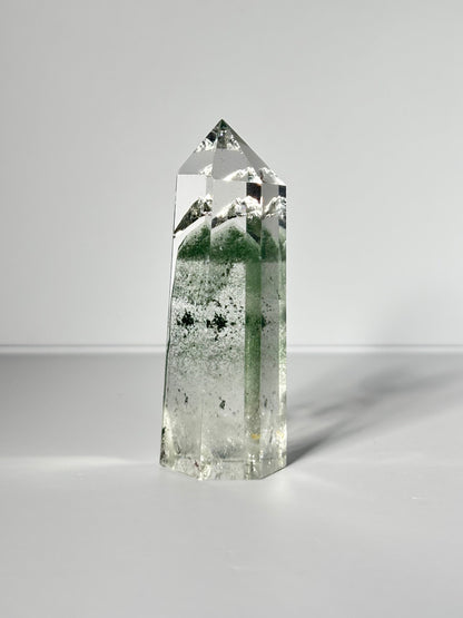 High Quality Water Clear Green Phantom Chlorite Tower, Brazil